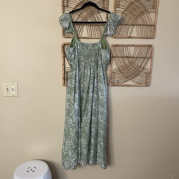 En Saison Green Floral Print Midi Dress Cottagecore Romantic Green Sz S B31 - Picture 3 of 8